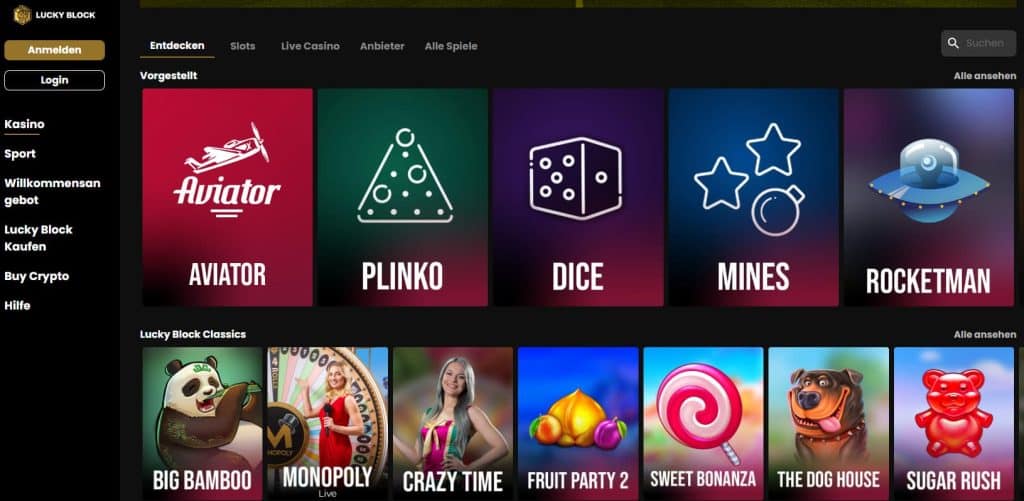 LuckyBlock Online Casino ohne Verifizierung